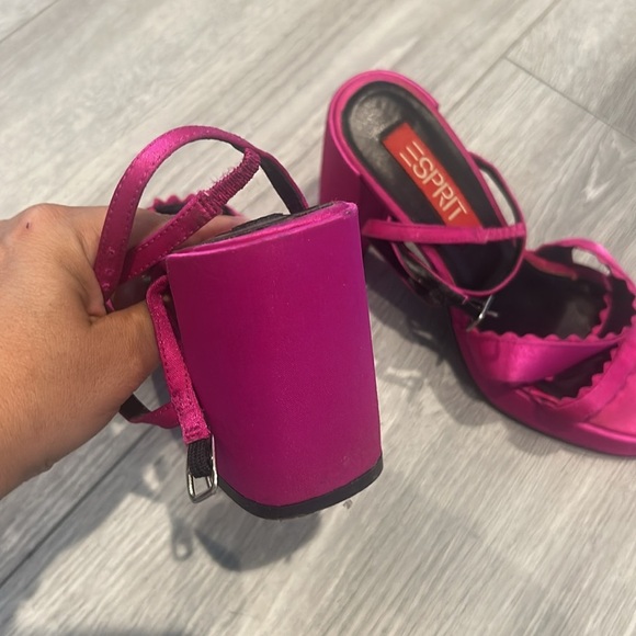 Esprit Fuchsia Strappy Chunky Heels Y2K - Picture 4 of 7